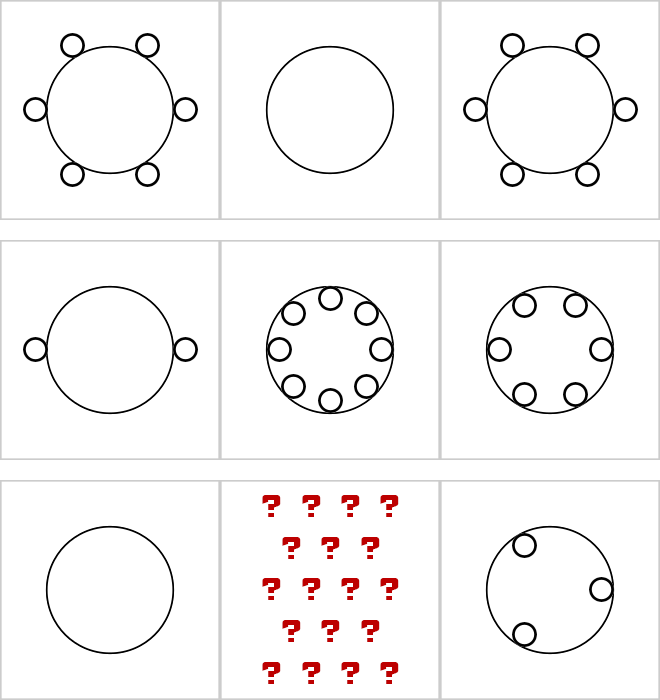 A grid of circles