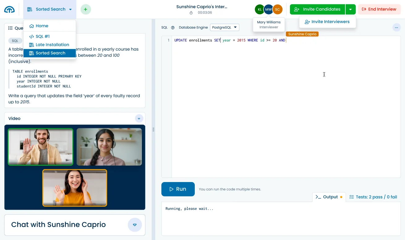 Sample image of the interviews app.