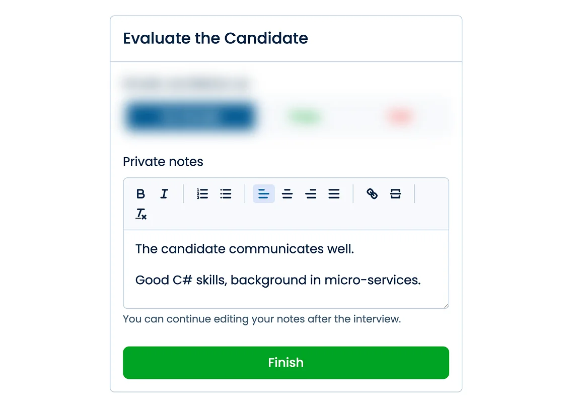 Illustration of the private notes form field.