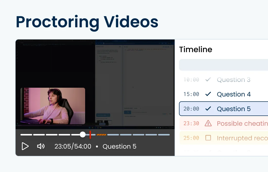 Illustration of a proctoring image pair focusing on the webcam image.